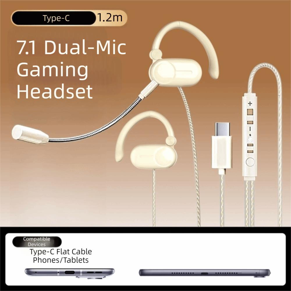 Open Ear Wired Headphones Dual Microphone Noise Reduction Wired Headset Detachable Microphone Ear-hook Wired Earphones Handsfree