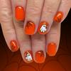 24PCS Reusable Press On Nail Halloween Theme Featuring Spooky Cobweb Skull Patterns And Comfortable ABS