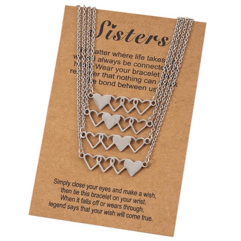 Friend Necklace European and American for Creative Personality Stainless Steel Heart-shaped Necklace 4-piece Set/5-piece