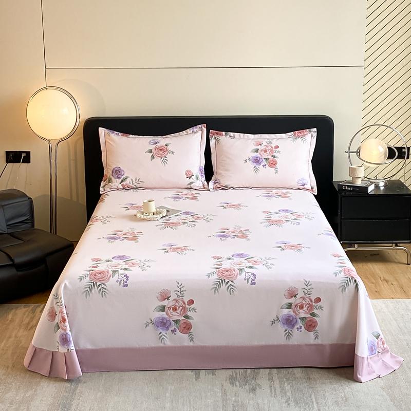 Retro Floral Pattern Bed Sheet Set 100% Cotton Bed Sheets Soft Breathable Bedspread with Pillowcases Queen Size Bedding Set
