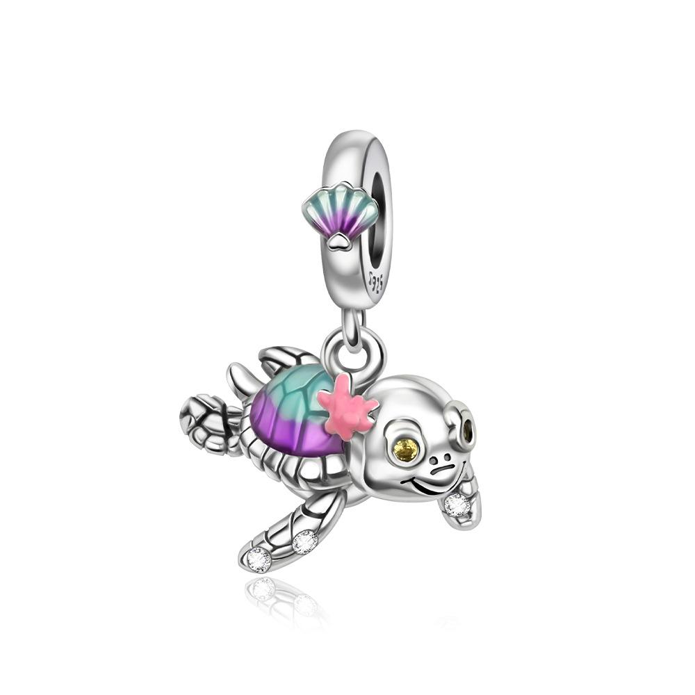 S925 Silver Ocean Theme DIY Handmade Pendant Jewelry Set With Seahorse Shell And Jellyfish Charms