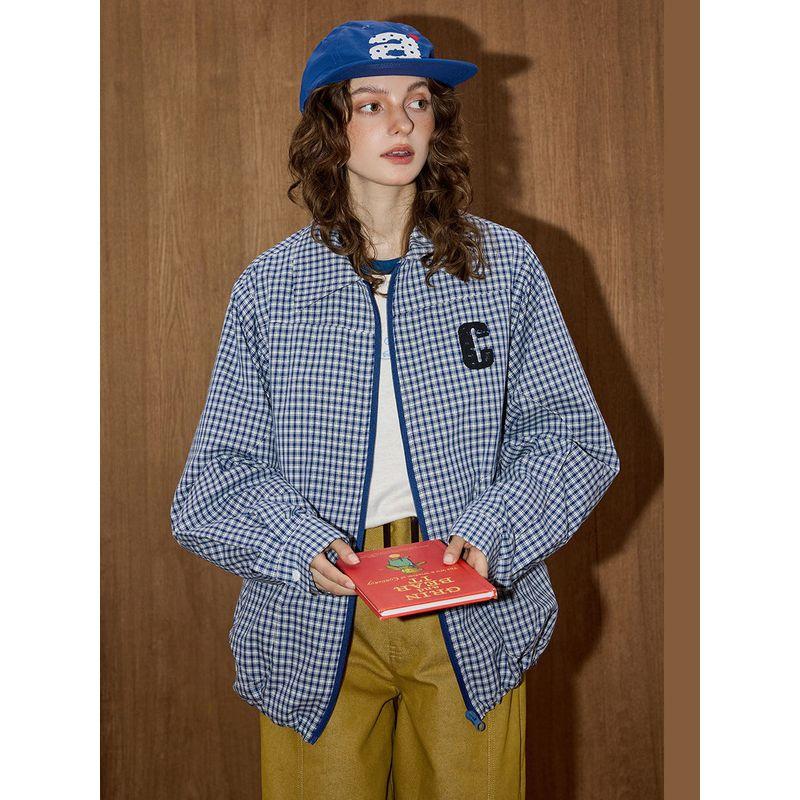 Coolhut2025 Autum Women's Fashionable Plaid Design Plaid American Style Versatile Casual Short Jacket