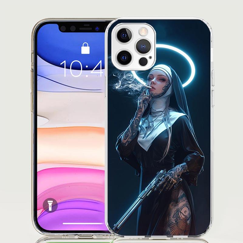 

Dark Demon Nun Phone Case for Apple iPhone 17 Air 16 15 Plus 14 + 13 Mini 12 11 Pro Max 7 8 SE 16Max Soft Shell Cover Coque 17 A iPhone 15 Pro