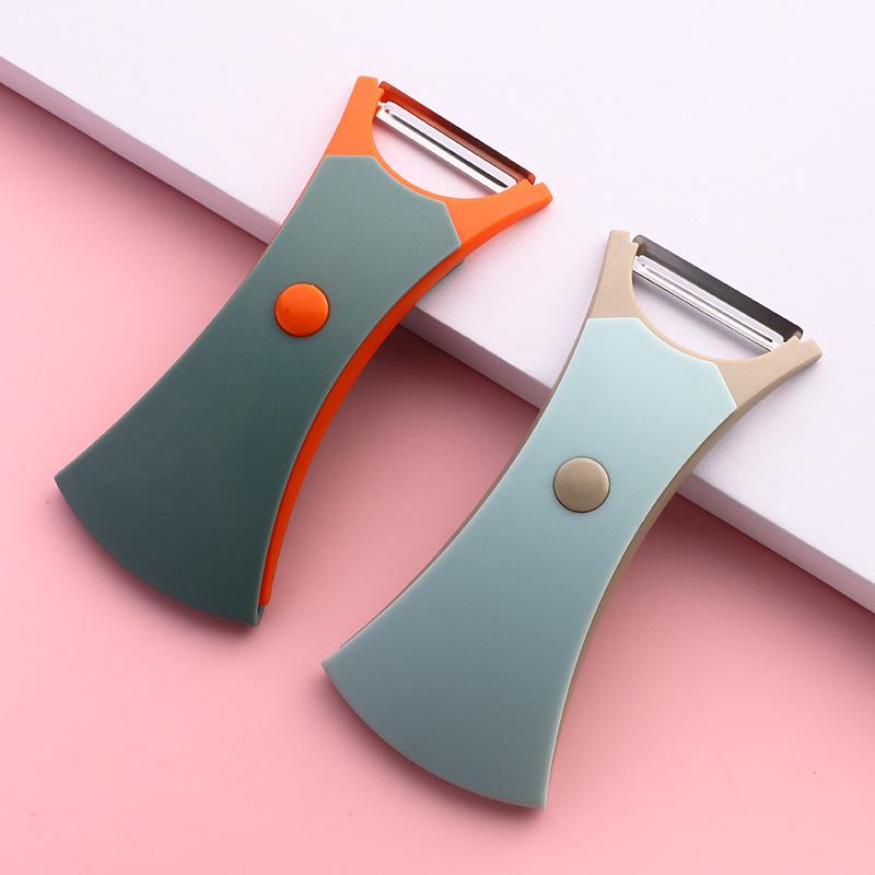 2-in-1 Multifunctional Fruit & Vegetable Peeler with Scalloped Blade and Rotating Storage