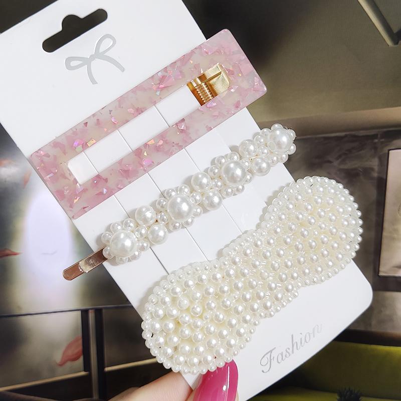 Pearl Hair Clip For Women Korean 3/4pcs Geometric Hairpins Set Hair Berrettes Girl Hairgrip Side Clip Hair Accessories