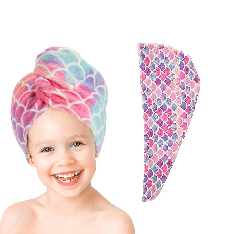 

1 шт. шапочка для волос из рыбьей чешуи из микрофибры, мягкое впитывающее полотенце для волос, для ванной комнаты, гостиной, необходимые принадлежности для сушки волос розовый