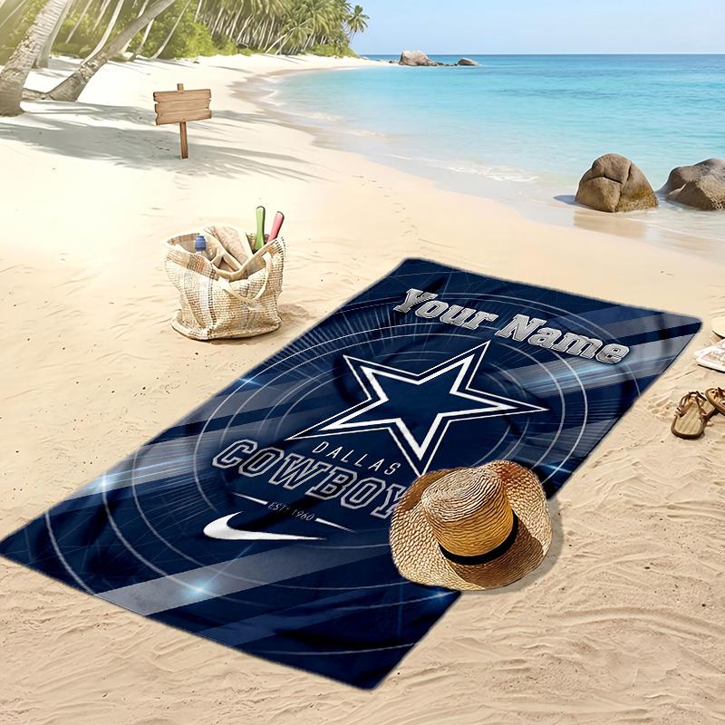 Dallas Cowboys Custom Beach Towel, Print Your Name Text Lightweight Absorbent Towel for Swimming Travel