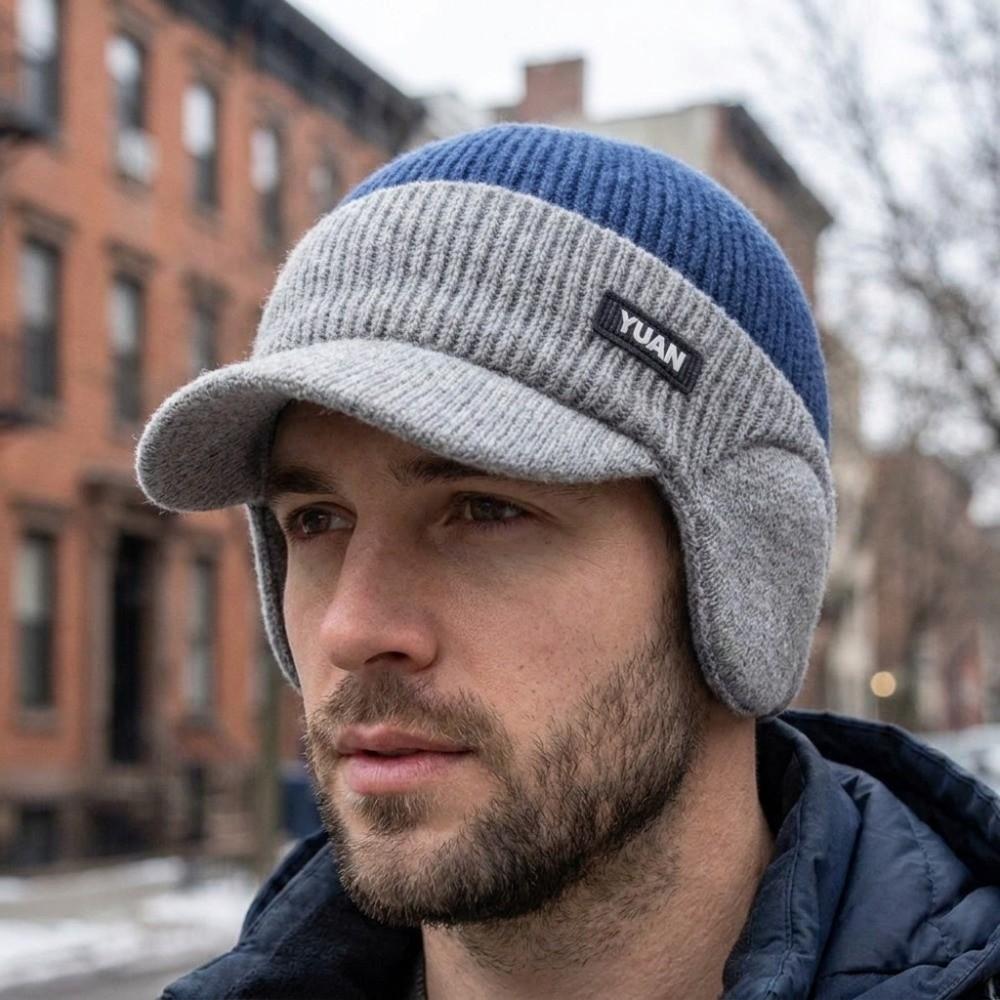 Thick Men's Knit Hat Windproof Ear Flap Hat New Cycling Beanie Outdoor