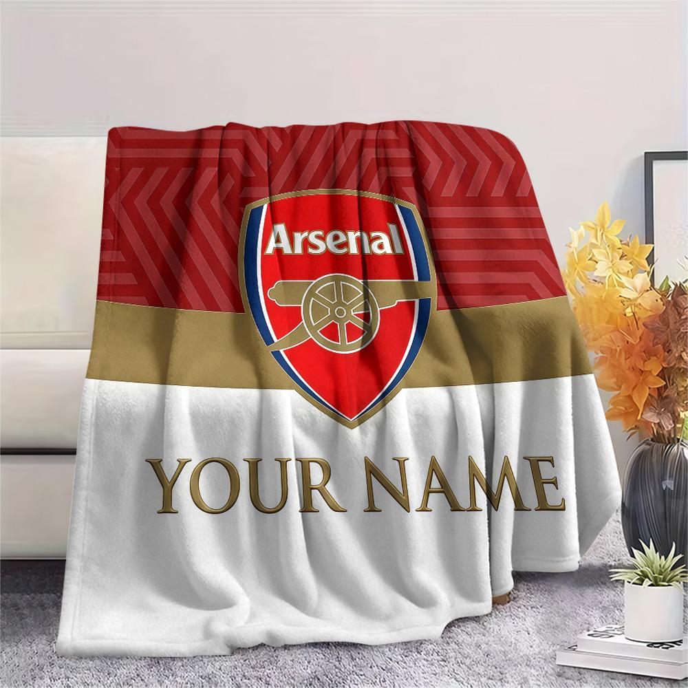 Custom Name Arsenal Football Club Flannel Blanket, High Quality Comfortable for All Seasons, Home Decor, Warmth and Comfort