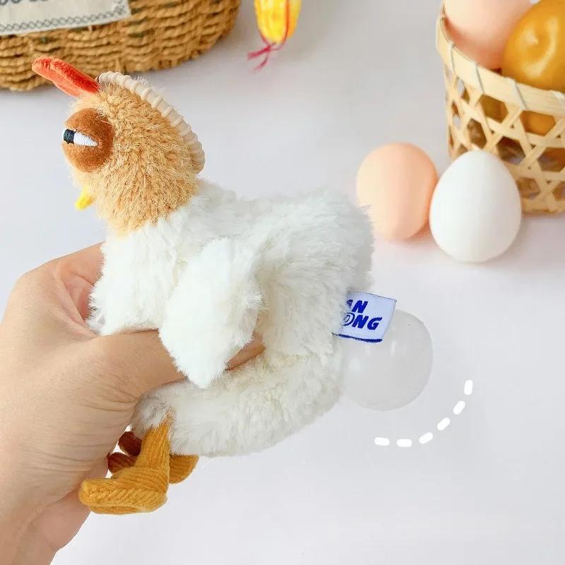 Ugly Hen Shape Handbag Fur Chicken Plush Bag Funny Kawaii Chicken Pendant Keychain Doll Satchel Purse for Women Birthday Gifts