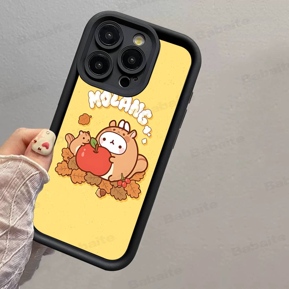 Kawaii Cute Rabbit M-MolangS Anime Silicone Soft Phone Case For IPhone 17 16 15 14 Plus 13 12 Mini 11 Black Cover