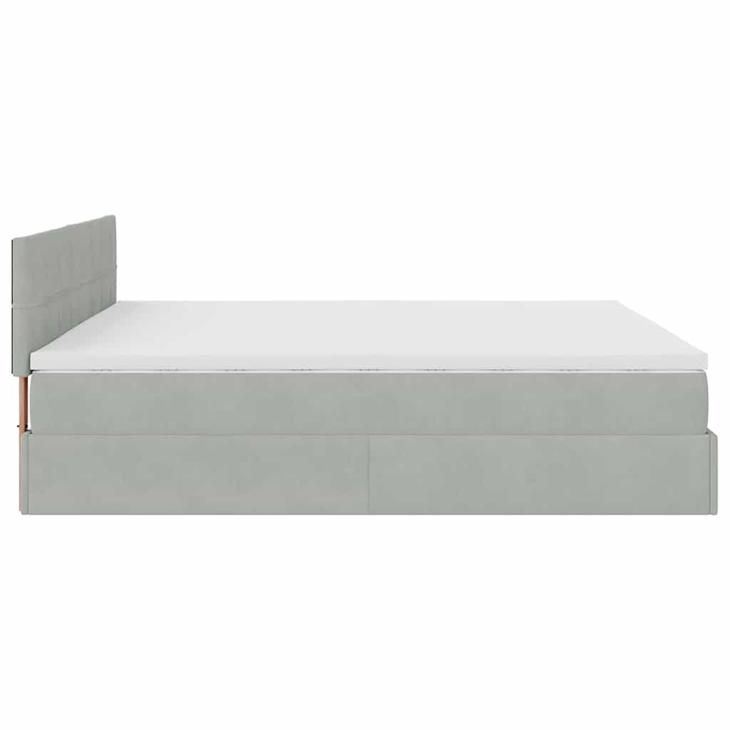 Ottoman Bed with Mattress & LEDs Light Grey 180x200 cm Velvet