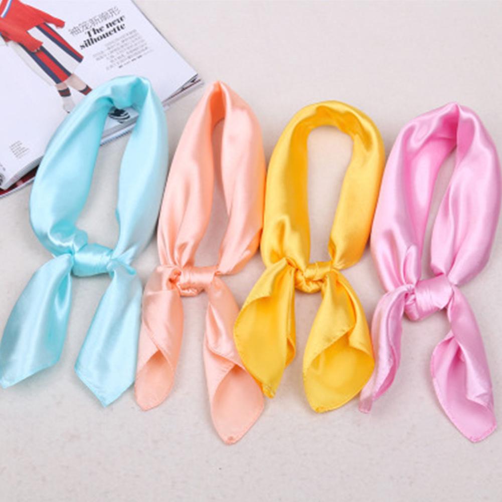 Women Fashion Solid Color Soft Silk Square Scarf Bandana Neckerchief Head Neck Wrap Scarves