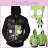 Felpa con cappuccio e zip da uomo stampata Invader Zim in comodo materiale morbido