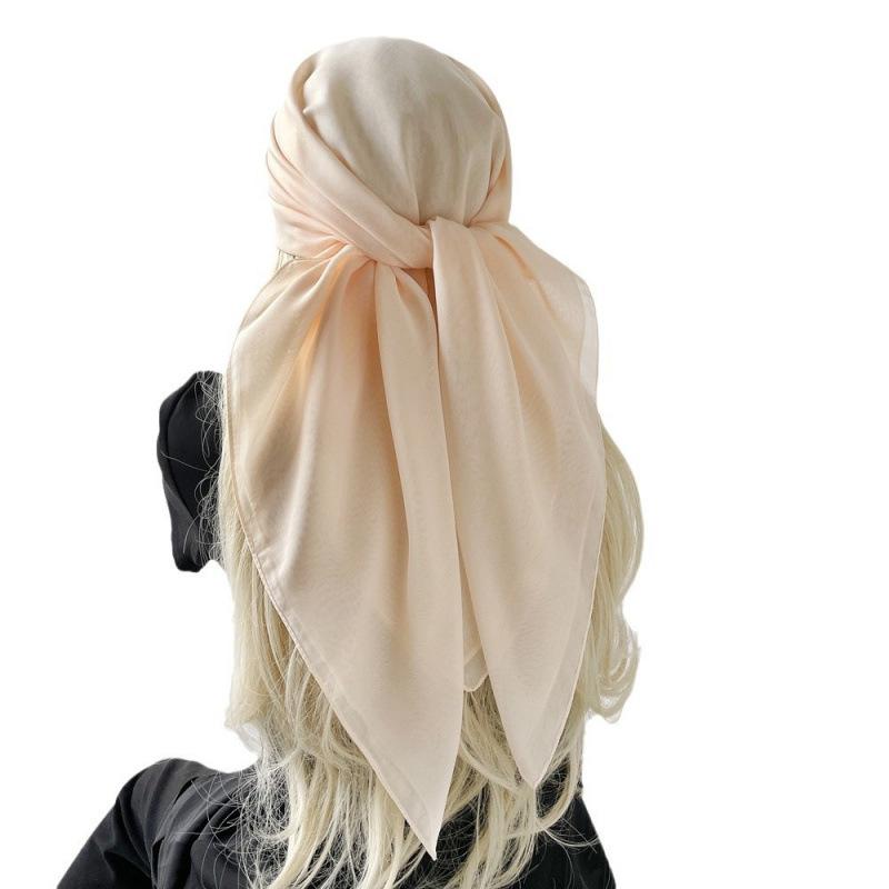 Thin Solid Color Headscarf Monochrome Silk Scarf South East Asia Malaysia Black Headscarf Shawl Scarf Summer Sunscreen Silk Scarf