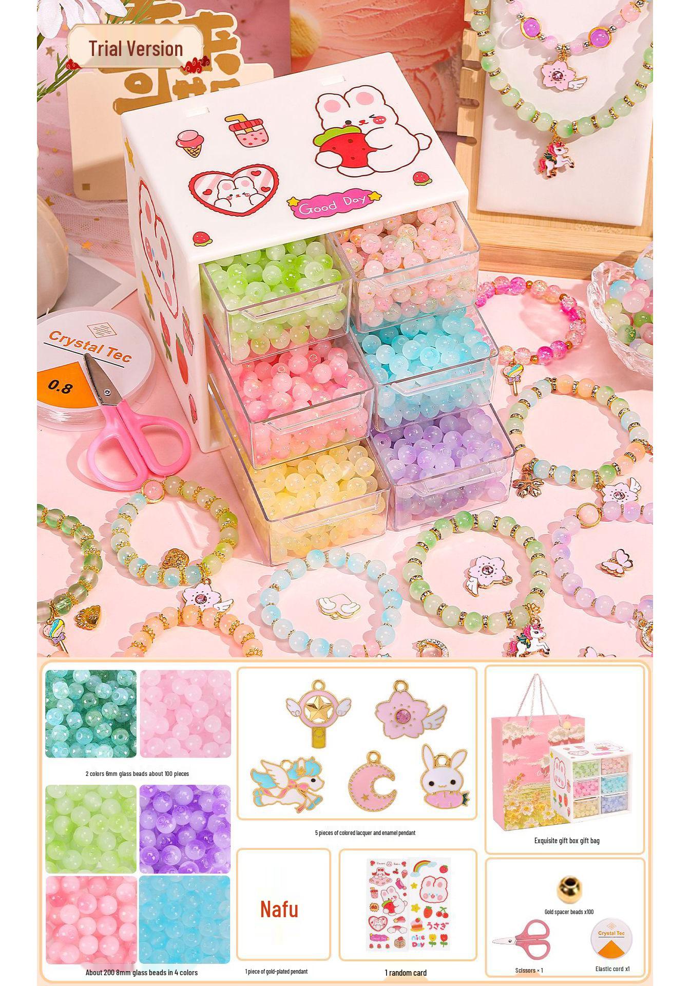 DIY Beading Bracelet Kit for Kids - Handmade Girl s Treasure, Beige Gift Box