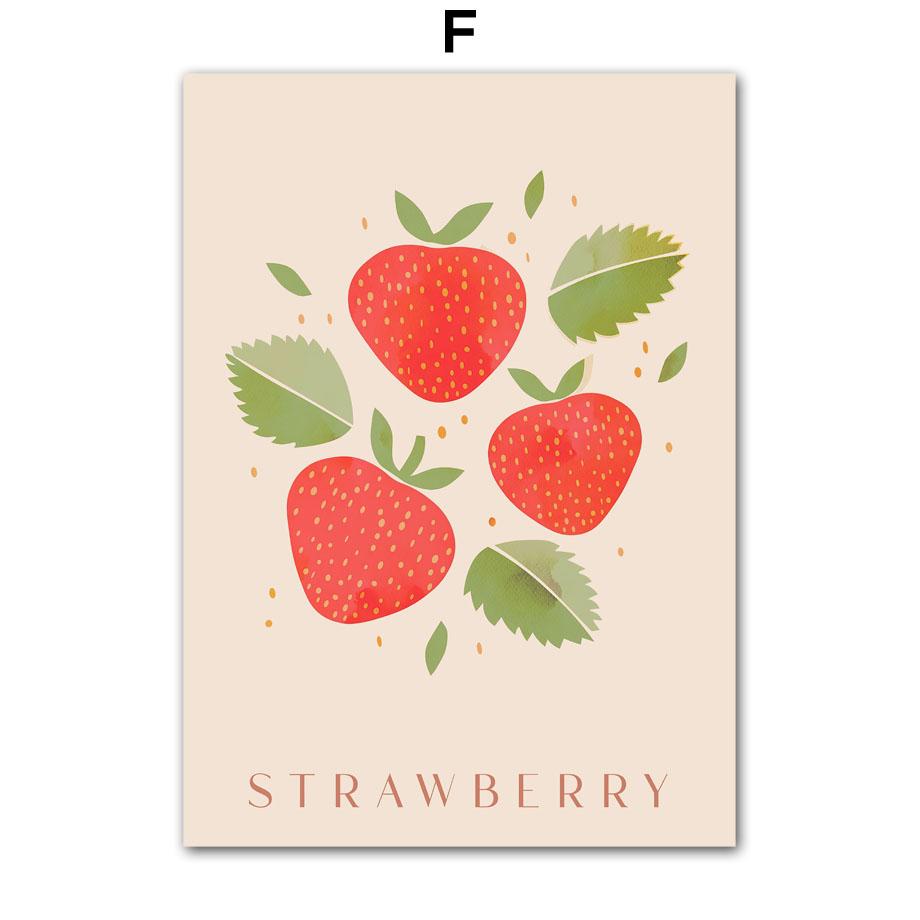 Grapefruit Raspberry Cherry Banana Lemon Posters And Prints Canvas Painting Nordic Wall Art Pictures For Kitchen Room Decor