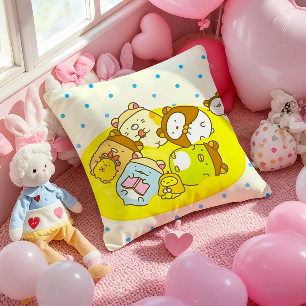 S-Sumikko Gurashi Exquisite Pillow Case Soft Plush Fabric Double-Sided Printed Cushion Cover Warm Winter Sofa Pillow Case