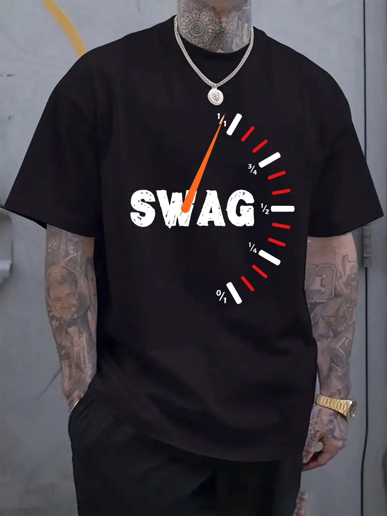 Light Gray Casual Graphic Tshirt with SWAG Dashboard Prin... S