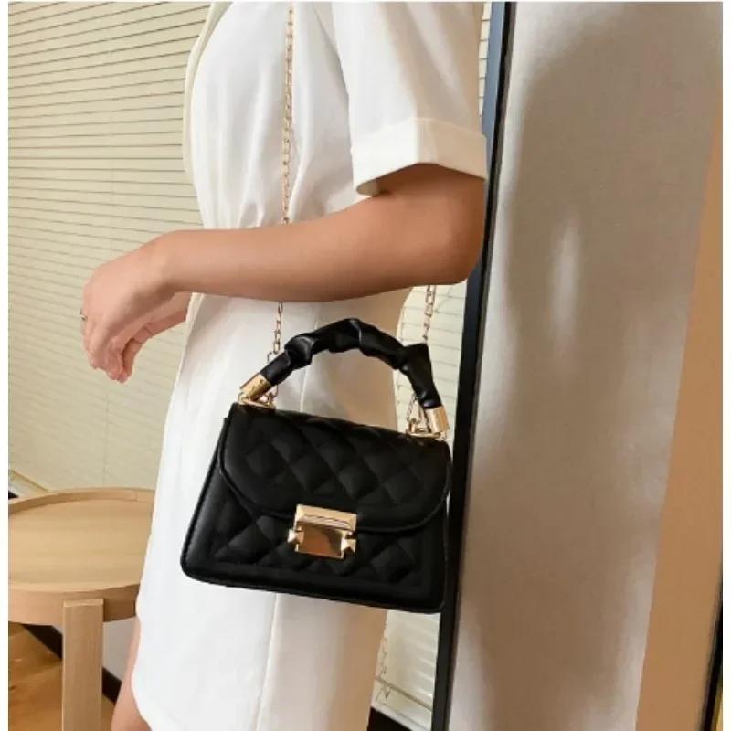 Women PU Leather Shoulder Bag - 2025 Fashion Chain Rhomboid Messenger Crossbody Handbag