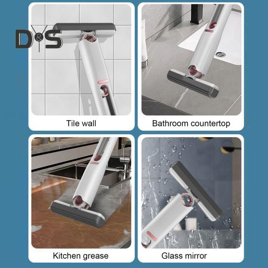 Portable Self-Squeeze Mini Mop Quick Cleaning Telescopic Hands-Free Sponge Squeegee Strong Absorbent Self-extrusion Mini Mop