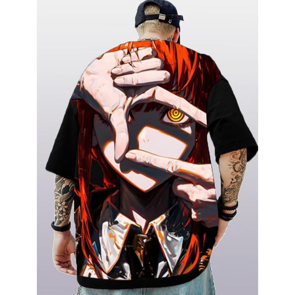 Men's fashion anime printed short sleeved T-shirt