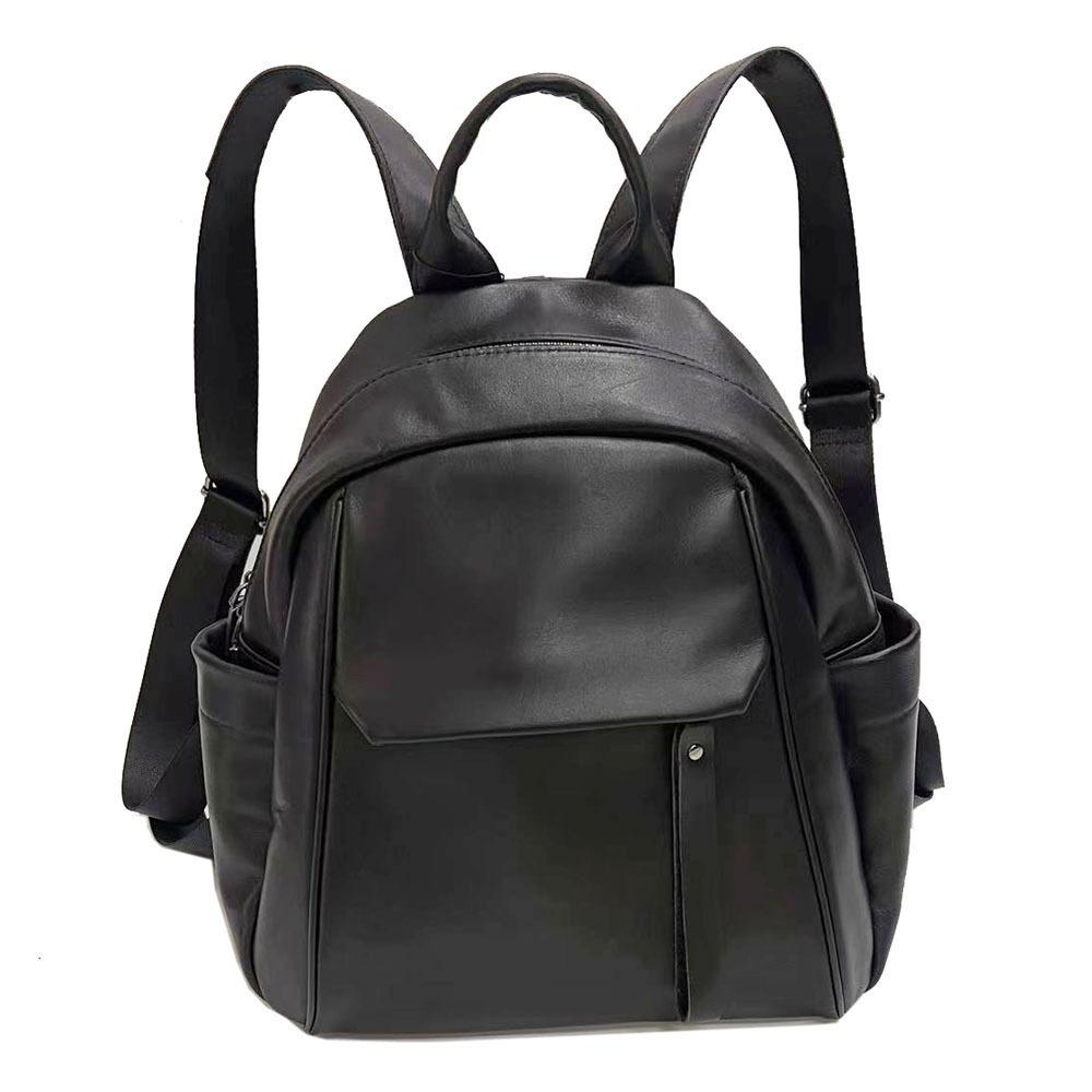 High-End Cowhide Backpack Full Leather Women'S Backpack Fashionable Versatile Soft Black Cowhide Women'S Bag