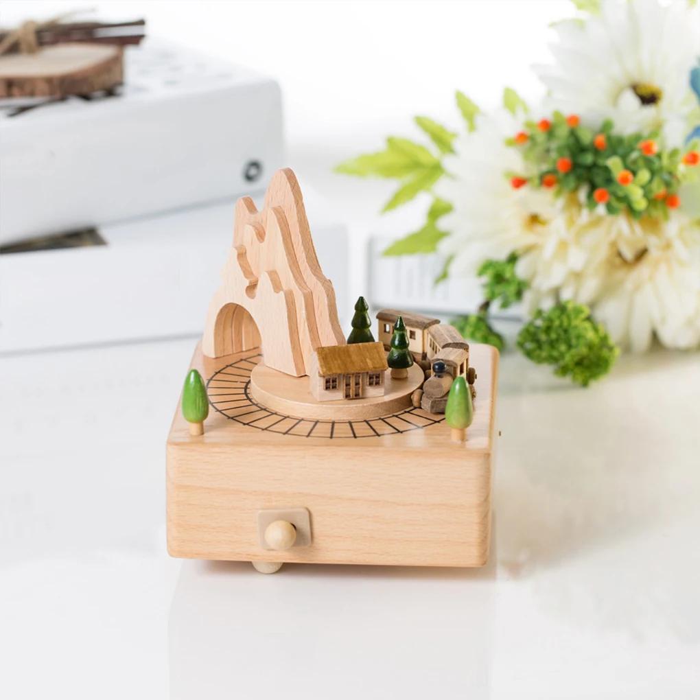 Dřevěný kolotoč, hudební skříňka, ozdoby, otočná, ručně poháněná hudební skříňka, DIY, ručně vyrobený, dárek k narozeninám, Vánocům, dětské hračky