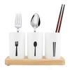 Oak Wooden Base Chopsticks Holder Cutlery Storage Box Drain Rack Knife   with Three Compartments, Stable   Design for Kitchen Draining an
