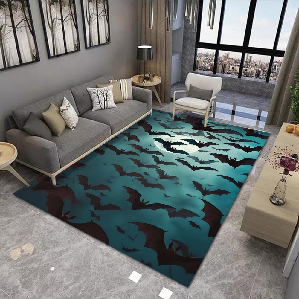 Halloween Bat Print Floor Mat, Non-Slip Door Rug for Living Room Carpet Festive Home Decor for Xmas, Halloween Home Decor