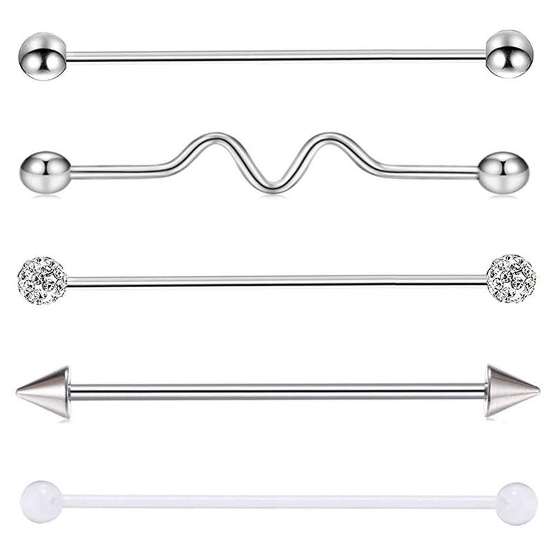 Industrielle Edelstahl-Barbell-Stecker - Horizontale Ohrstecker für Doppelpiercing