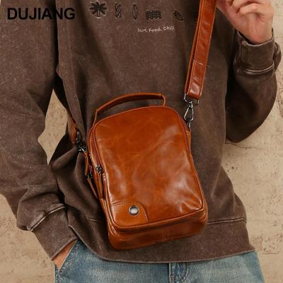 Genuine Leather Men's Retro Crossbody Shoulder Bag - Large Capacity Commuter Chest Bag