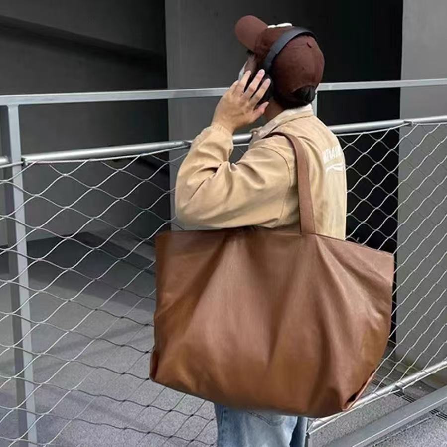 

Large Capacity Tote Shoulder Bag Soft PU Leather Shopper Purses and Handbag Designer Bags for Women Commuting Shopper Female