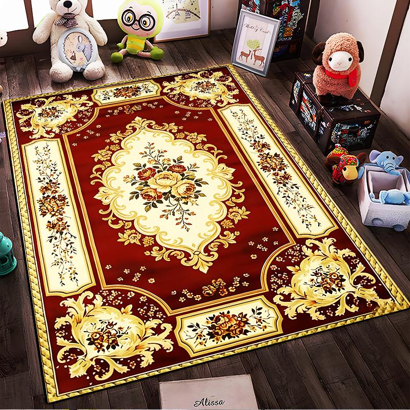 Luxuriöser Teppich mit rotem und goldenem Blumenmuster für die Wohnzimmerdekoration Geeignet für den Einsatz als Antirutsch für Sofas im Wohnzimmer und Schlafzimmer