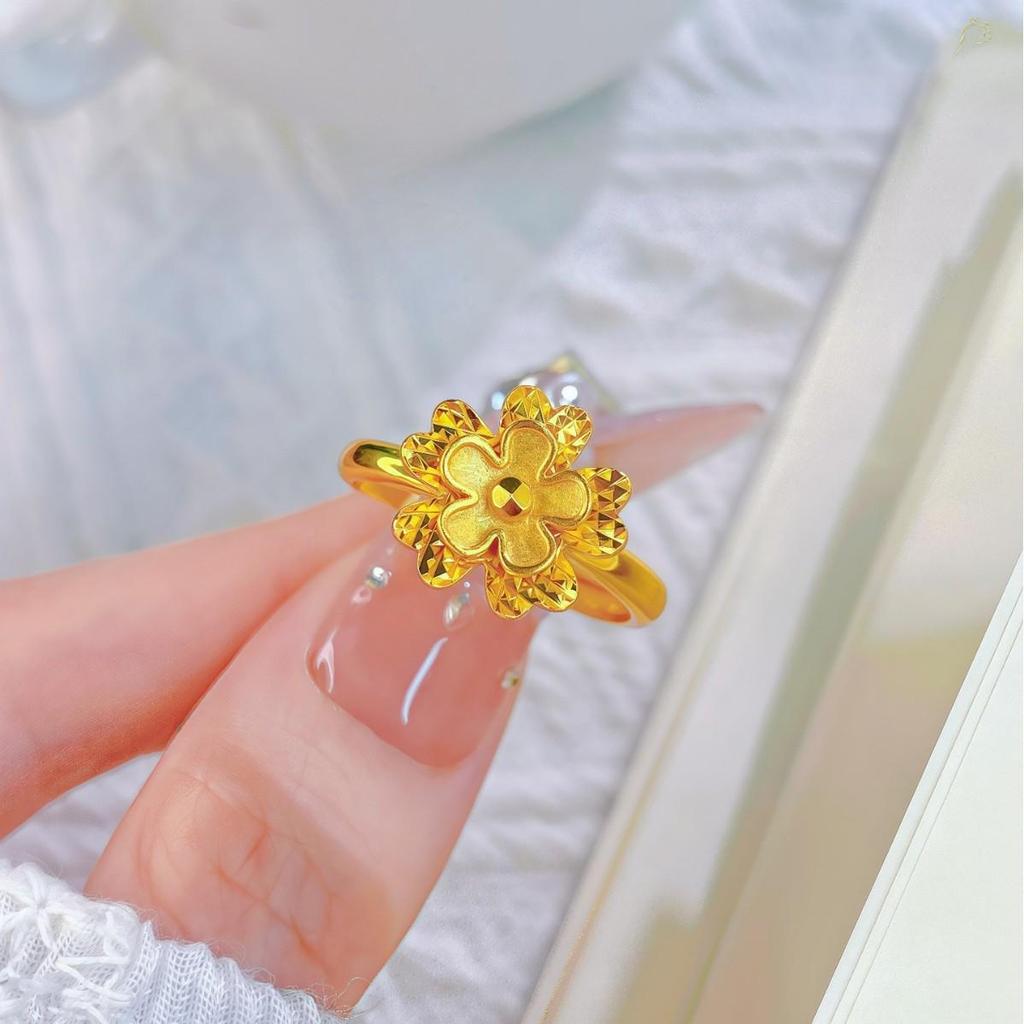 Women's Gold-Plated Peach Blossom Double-Layer Open Ring