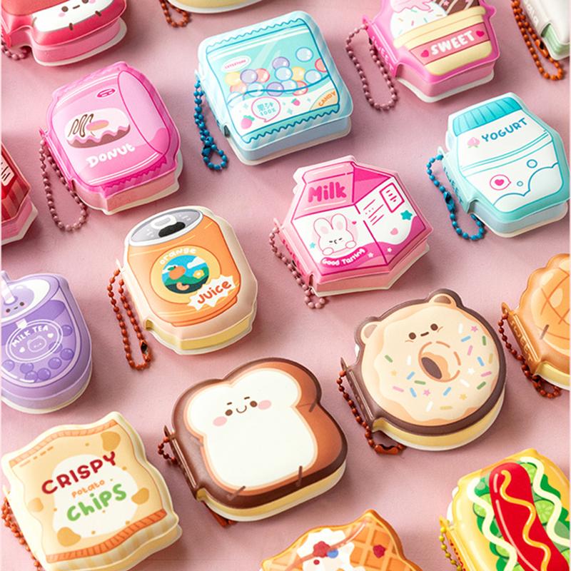 4 Pcs Mini Cute Cartoon Memo Pad Game Console Vegetable Bread Shape Sticky Note Portable Message Book Pendant Book