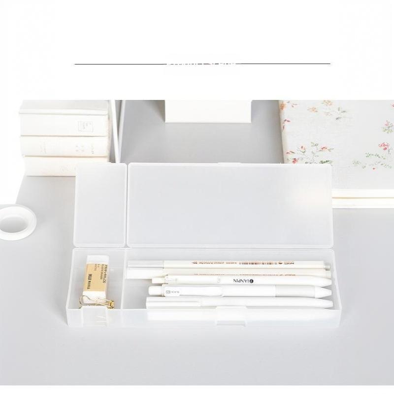 Matte Transparent Pencil Case Frosted Plastic Pen Storage Box For School Office Stationery Organization Supplies