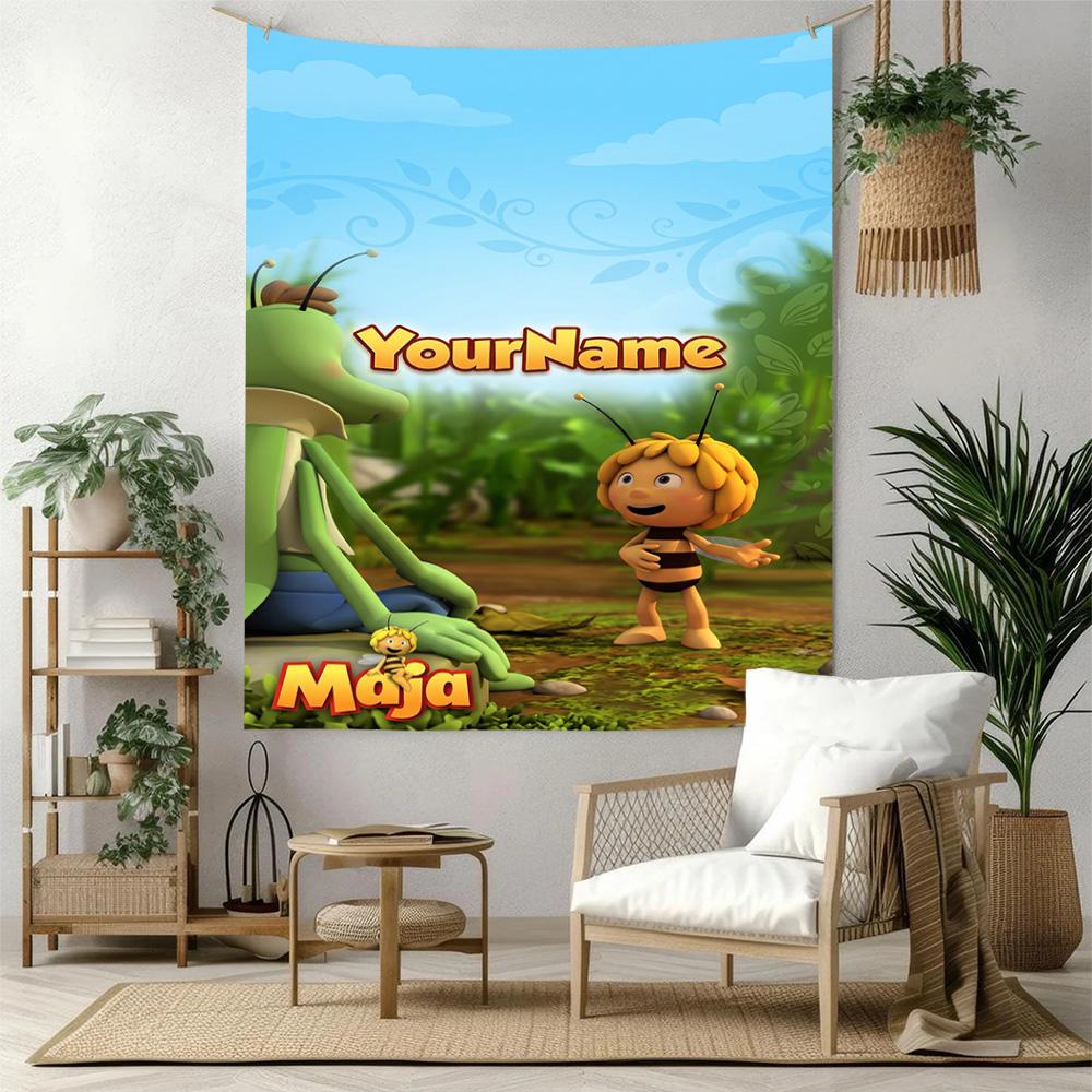Biene Maja Custom Your Name Wall Decor Tapestry Art For Pet Memorial Birthdaywedding Party Backdrop Family Gift