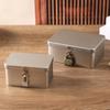Silver Lockable Tin Storage Box Multifunctional Desktop Storage Box Metal Box Jewelry Storage Empty Box