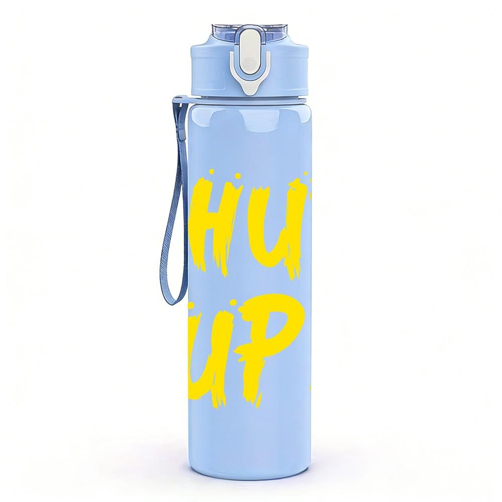 1PC Shut Up Bright Yellow Letter 750ml Color Plastic Sports Water Bottle Leakproof Flip Straw Lid Suitable for Sports Office Home Use