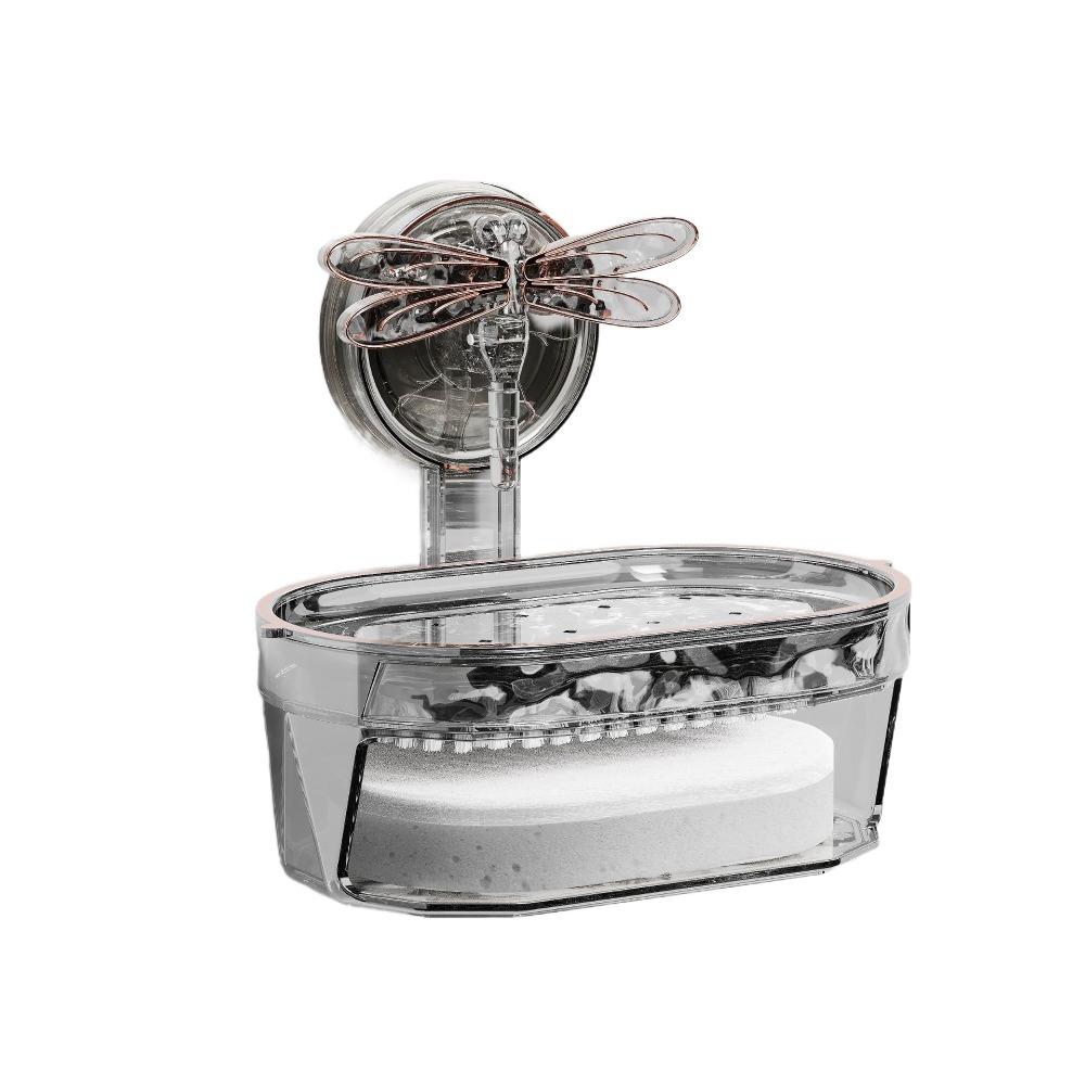 

Мыльница с присоской в форме стрекозы, настенное крепление, без сверления, держатель для мыла, прочный подшипник, не перфорированная стойка для мыла без перфорации серый