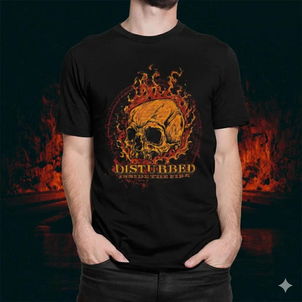 Unisex Adult Casual Graphic Disturbed Inside The Fire Skull T-Shirt... M