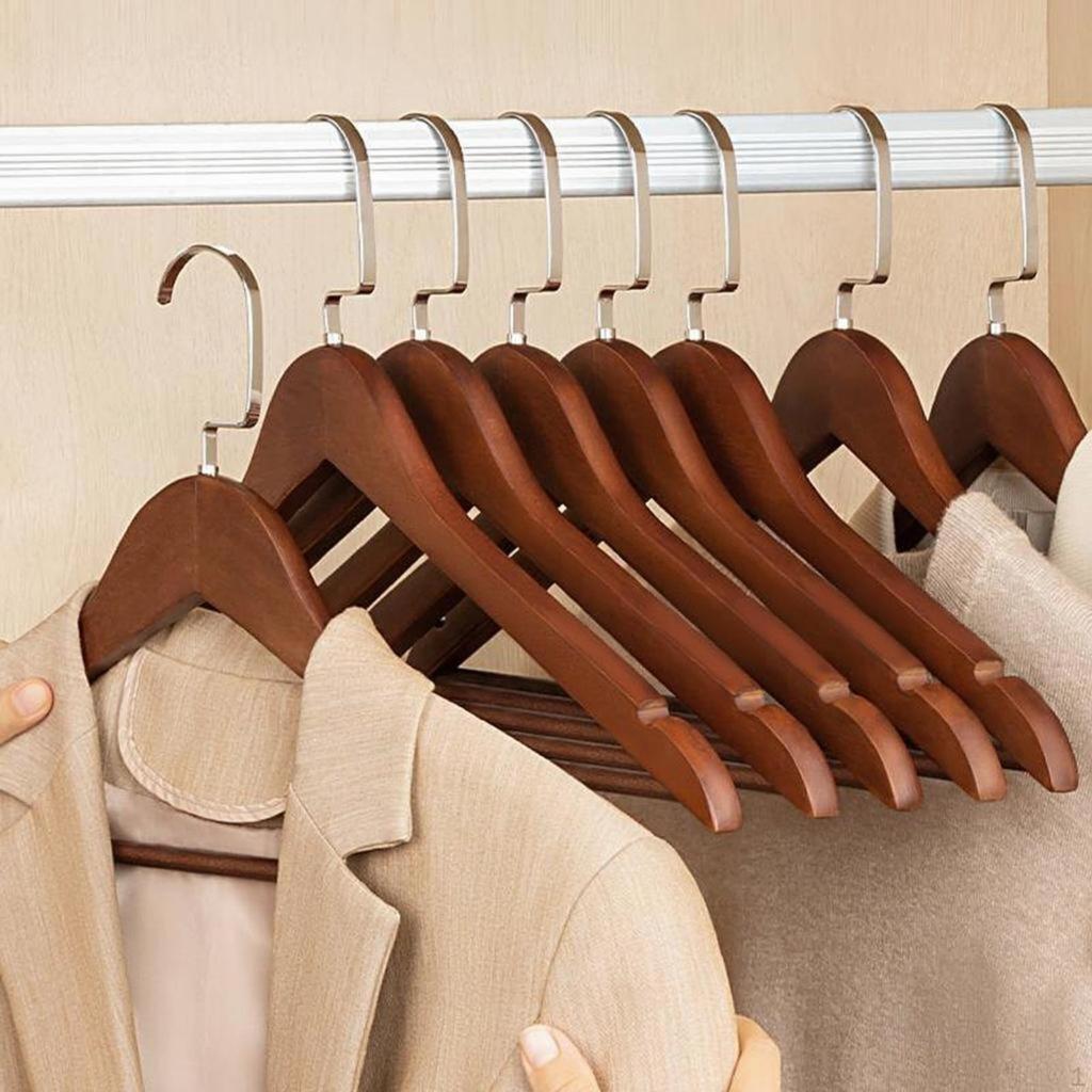 Wooden Clothes Hanger, NonSlip, sturdy Duty, Closet Organizer, Bedroom Natural Wood 5pcs