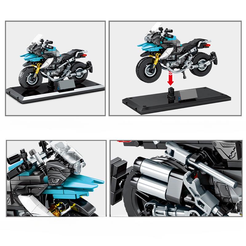 255 szt. Seria Nauka i Technologia Mechaniczny Motocykl Motocykl Samochód Wyścigowy Klocki Zabawka Prezent dla Dzieci Bez Pudełka