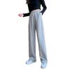 Women's Casual Grey High-Waist Korean Style Sweatpants - Straight Wide-Leg for Spring & Autumn