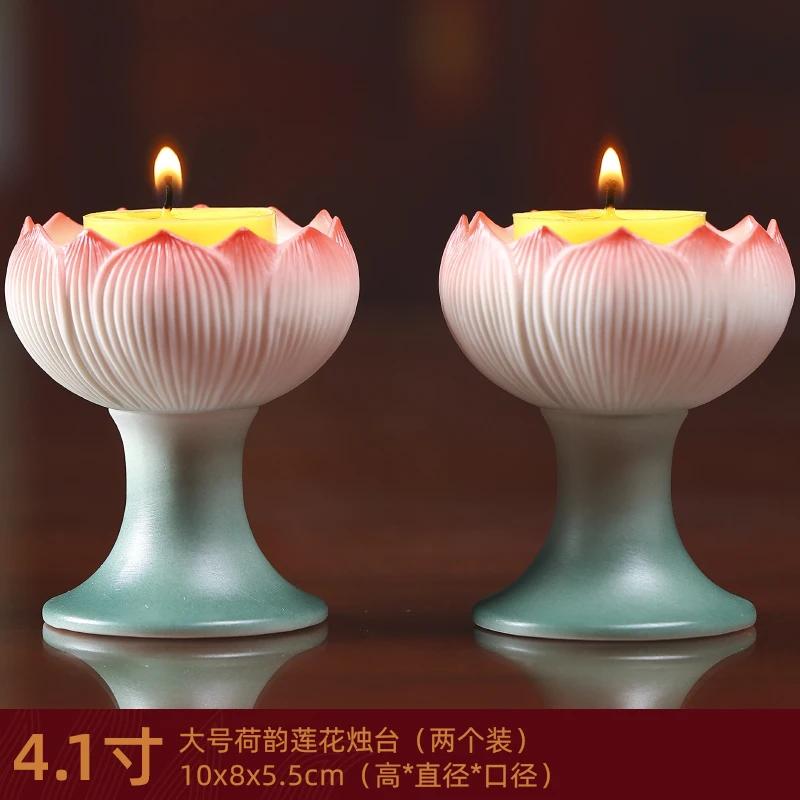 2 szt. Kreatywny Ceramiczny Lotos Wysoka Stopa Świecznik na Świecę Masłową Świecznik Dom Świątynia Ofiara Salon Dekoracja Domu Feng Shui