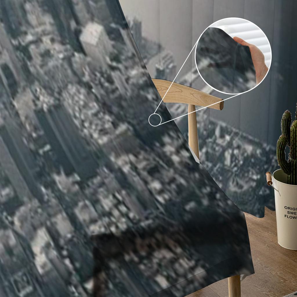 New York City Manhattan Downtown Aerial View Chiffon Sheer Curtains for Living Room Bedroom Window Curtain Voiles Tulle Cortinas