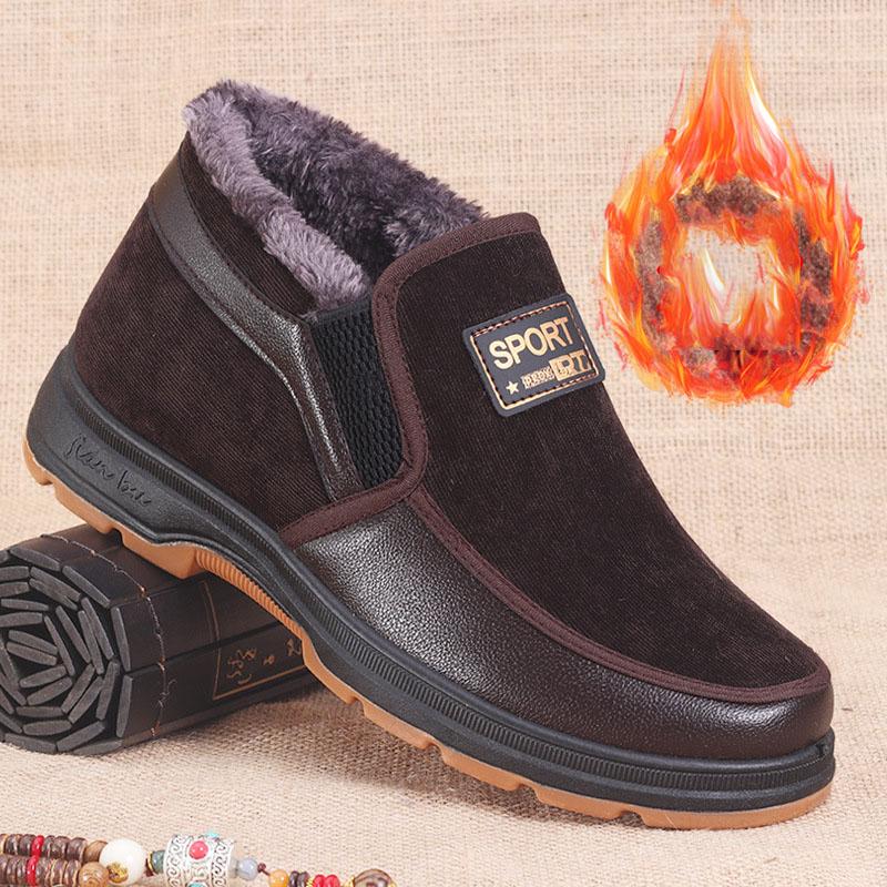 Pantofi de bumbac pentru bărbați Pantofi la modă de iarnă Cizme de zăpadă pentru bărbați îngroșate de pluș Pantofi de mers confortabil și călduros Ghete pentru bărbați