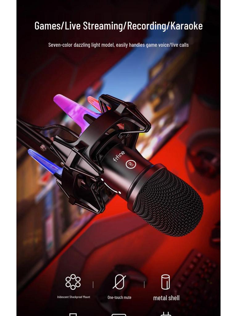 Fifine K651 Dynamic Gaming Microphone with Noise Reduction for Streaming and Recording.
