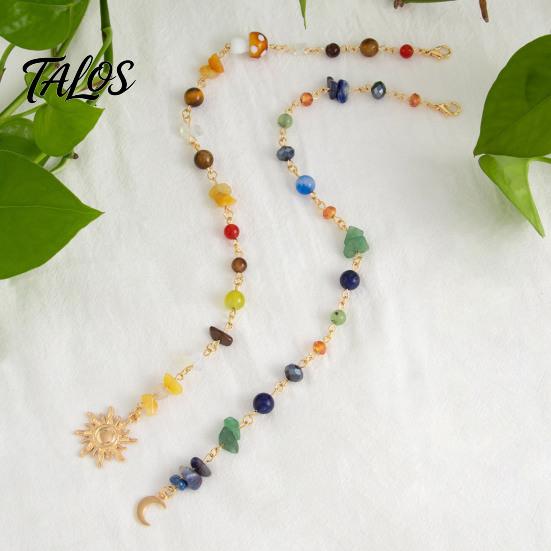 Beach Vacation Hair Styling 2Pcs Bohemian Long Tassel Braided Chain with Clips, Colorful Holiday Decorations Sun Moon Pendant, Jewelry Accessories for